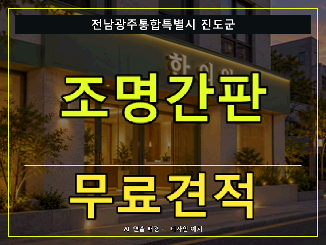 전남광주통합특별시 진도군 조명간판 무료견적 안내 썸네일 · AI 연출 배경