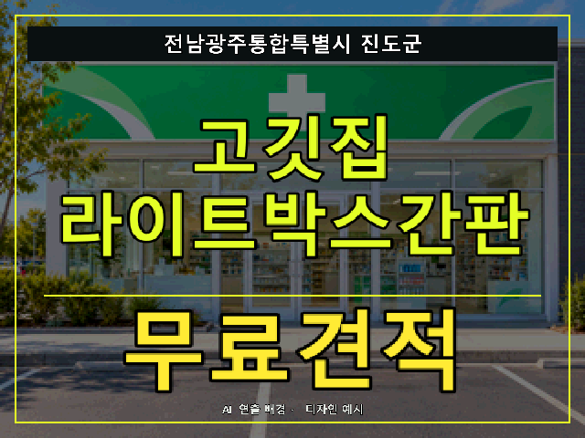 전남광주통합특별시 진도군 고깃집 라이트박스간판 무료견적 안내 썸네일 · AI 연출 배경