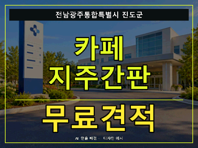 전남광주통합특별시 진도군 카페 지주간판 무료견적 안내 썸네일 · AI 연출 배경