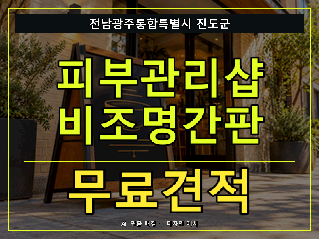 전남광주통합특별시 진도군 피부관리샵 비조명간판 무료견적 안내 썸네일 · AI 연출 배경
