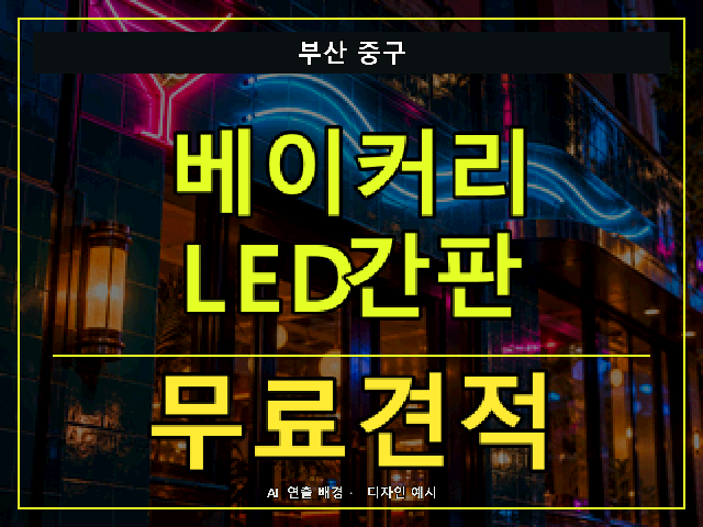 부산 중구 베이커리 LED간판 무료견적 안내 썸네일 · AI 연출 배경