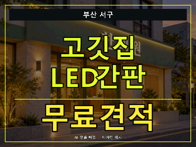 부산 서구 고깃집 LED간판 무료견적 안내 썸네일 · AI 연출 배경
