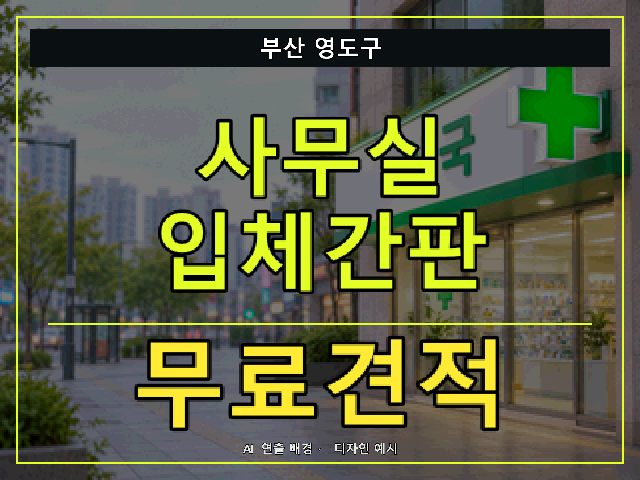 부산 영도구 사무실 입체간판 무료견적 안내 썸네일 · AI 연출 배경