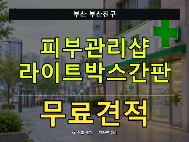 부산 부산진구 피부관리샵 라이트박스간판 무료견적 안내 썸네일 · AI 연출 배경