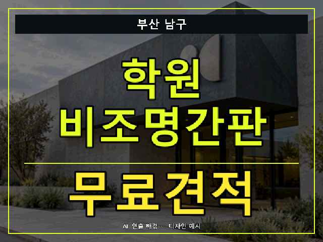 부산 남구 학원 비조명간판 무료견적 안내 썸네일 · AI 연출 배경