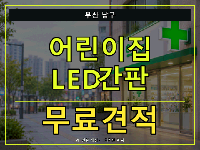 부산 남구 어린이집 LED간판 무료견적 안내 썸네일 · AI 연출 배경