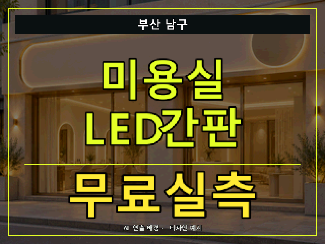 부산 남구 미용실 LED간판 무료실측 안내 썸네일 · AI 연출 배경