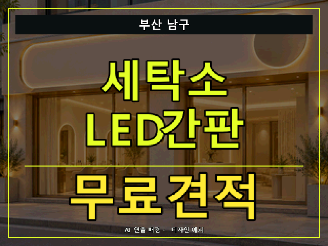 부산 남구 세탁소 LED간판 무료견적 안내 썸네일 · AI 연출 배경