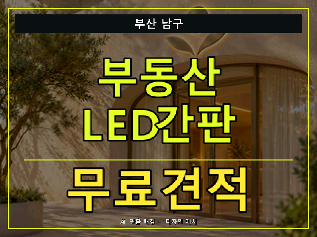 부산 남구 부동산 LED간판 무료견적 안내 썸네일 · AI 연출 배경