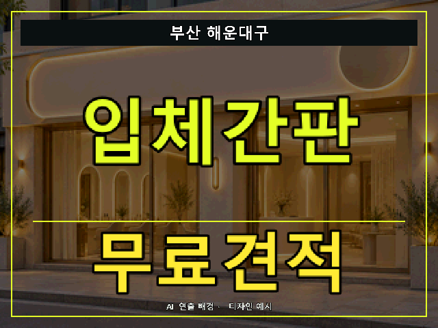 부산 해운대구 입체간판 무료견적 안내 썸네일 · AI 연출 배경