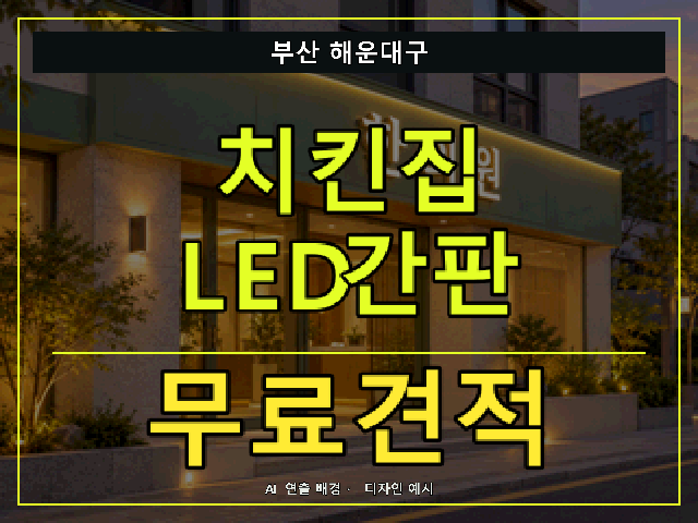 부산 해운대구 치킨집 LED간판 무료견적 안내 썸네일 · AI 연출 배경