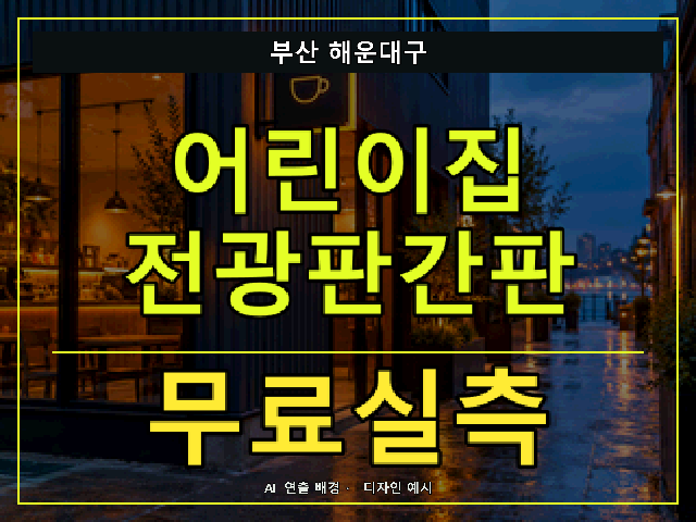 부산 해운대구 어린이집 전광판간판 무료실측 안내 썸네일 · AI 연출 배경