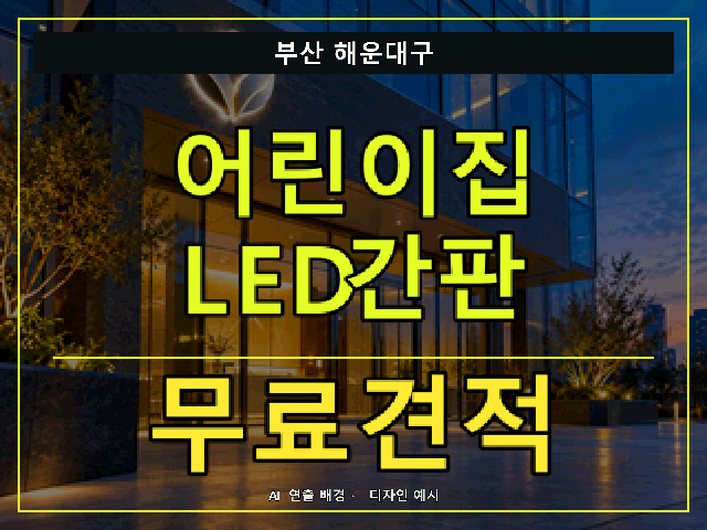 부산 해운대구 어린이집 LED간판 무료견적 안내 썸네일 · AI 연출 배경