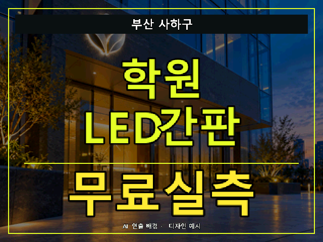 부산 사하구 학원 LED간판 무료실측 안내 썸네일 · AI 연출 배경