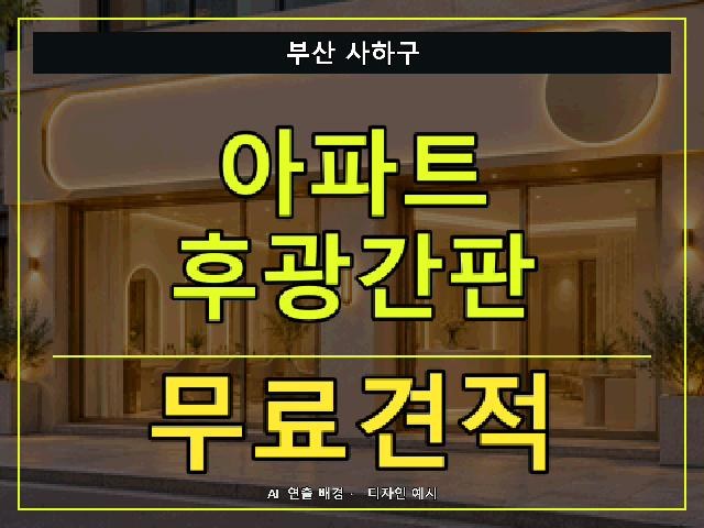 부산 사하구 아파트 후광간판 무료견적 안내 썸네일 · AI 연출 배경