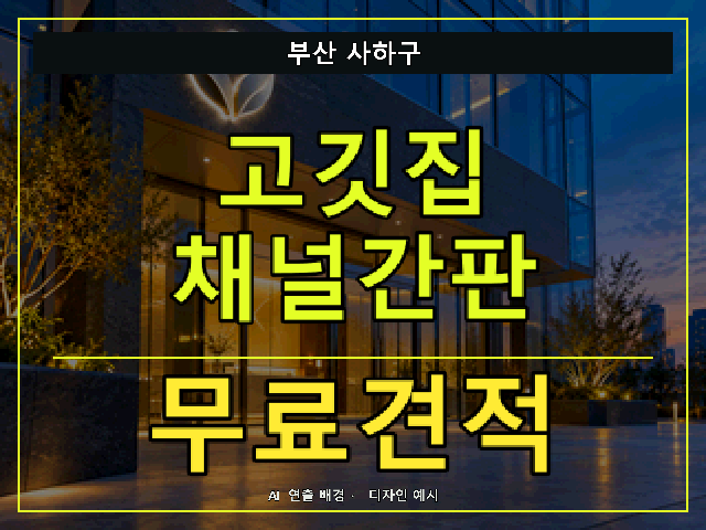 부산 사하구 고깃집 채널간판 무료견적 안내 썸네일 · AI 연출 배경