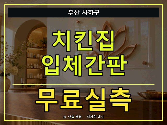 부산 사하구 치킨집 입체간판 무료실측 안내 썸네일 · AI 연출 배경