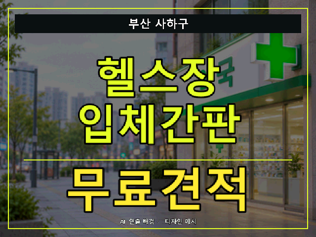 부산 사하구 헬스장 입체간판 무료견적 안내 썸네일 · AI 연출 배경