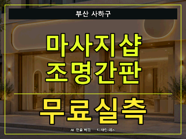 부산 사하구 마사지샵 조명간판 무료실측 안내 썸네일 · AI 연출 배경