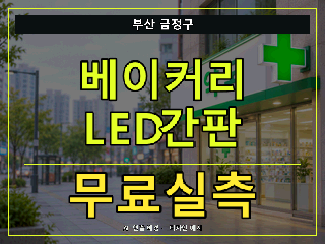 부산 금정구 베이커리 LED간판 무료실측 안내 썸네일 · AI 연출 배경