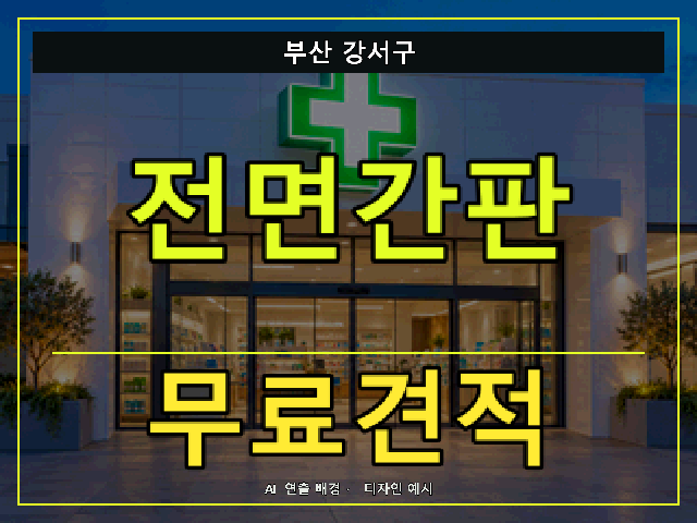 부산 강서구 전면간판 무료견적 안내 썸네일 · AI 연출 배경