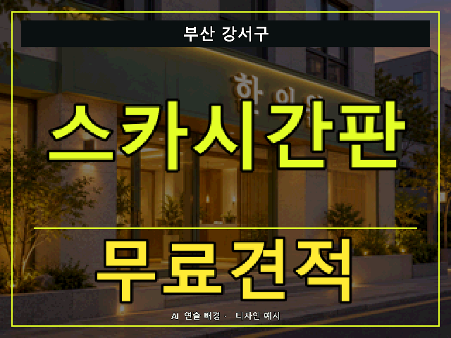 부산 강서구 스카시간판 무료견적 안내 썸네일 · AI 연출 배경