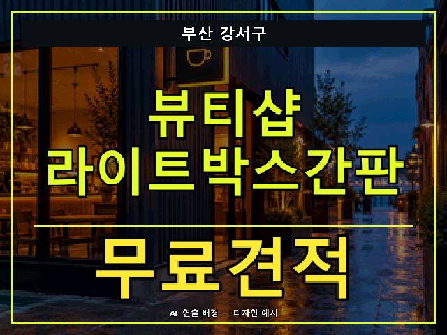 부산 강서구 뷰티샵 라이트박스간판 무료견적 안내 썸네일 · AI 연출 배경