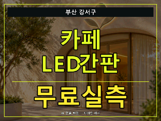 부산 강서구 카페 LED간판 무료실측 안내 썸네일 · AI 연출 배경