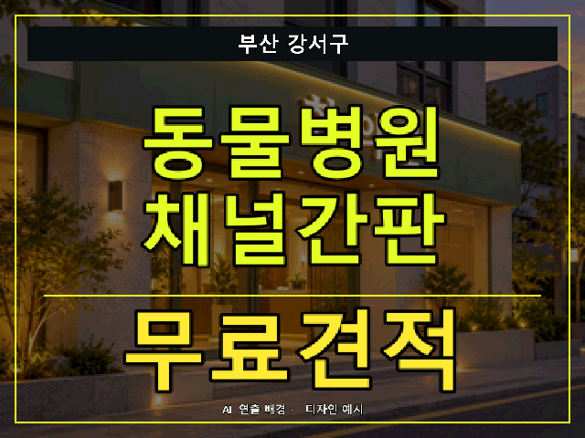 부산 강서구 동물병원 채널간판 무료견적 안내 썸네일 · AI 연출 배경