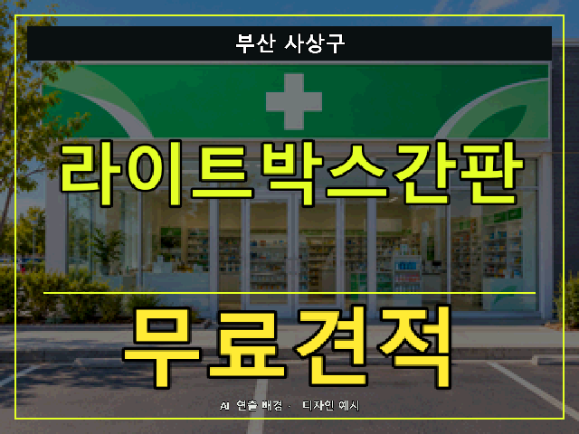 부산 사상구 라이트박스간판 무료견적 안내 썸네일 · AI 연출 배경