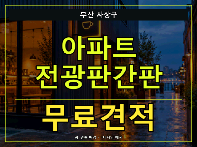 부산 사상구 아파트 전광판간판 무료견적 안내 썸네일 · AI 연출 배경