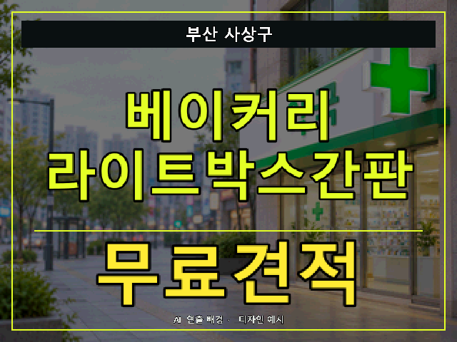 부산 사상구 베이커리 라이트박스간판 무료견적 안내 썸네일 · AI 연출 배경