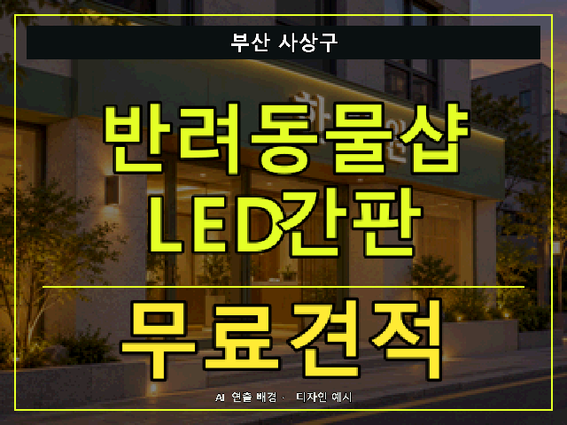 부산 사상구 반려동물샵 LED간판 무료견적 안내 썸네일 · AI 연출 배경
