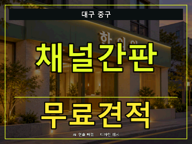 대구 중구 채널간판 무료견적 안내 썸네일 · AI 연출 배경