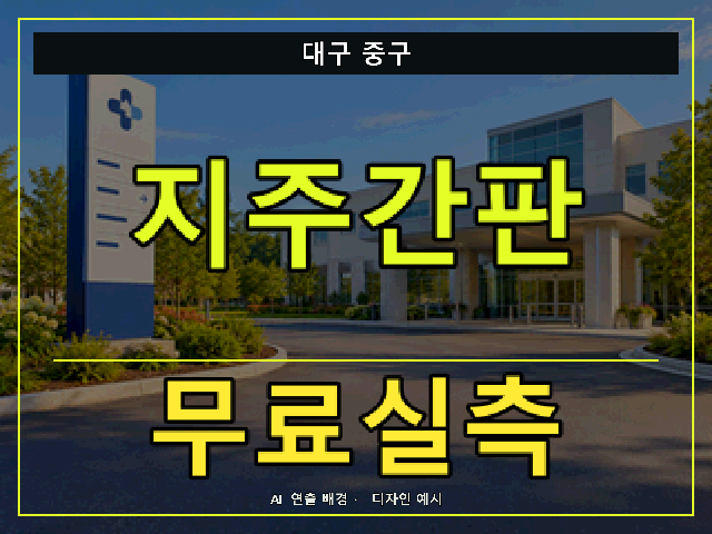 대구 중구 지주간판 무료실측 안내 썸네일 · AI 연출 배경