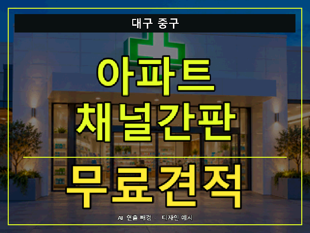 대구 중구 아파트 채널간판 무료견적 안내 썸네일 · AI 연출 배경