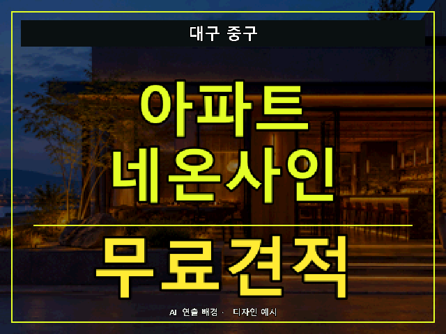 대구 중구 아파트 네온사인 무료견적 안내 썸네일 · AI 연출 배경