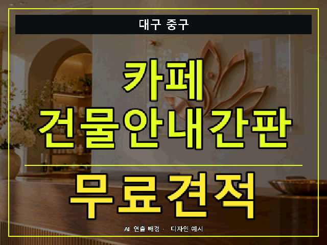 대구 중구 카페 건물안내간판 무료견적 안내 썸네일 · AI 연출 배경