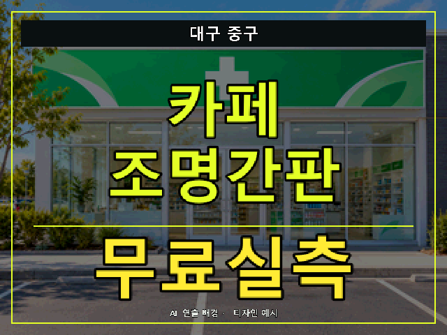 대구 중구 카페 조명간판 무료실측 안내 썸네일 · AI 연출 배경