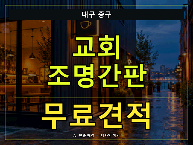대구 중구 교회 조명간판 무료견적 안내 썸네일 · AI 연출 배경
