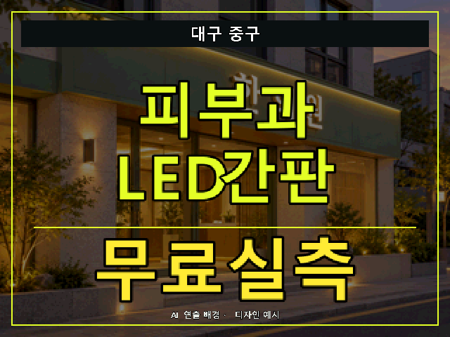 대구 중구 피부과 LED간판 무료실측 안내 썸네일 · AI 연출 배경