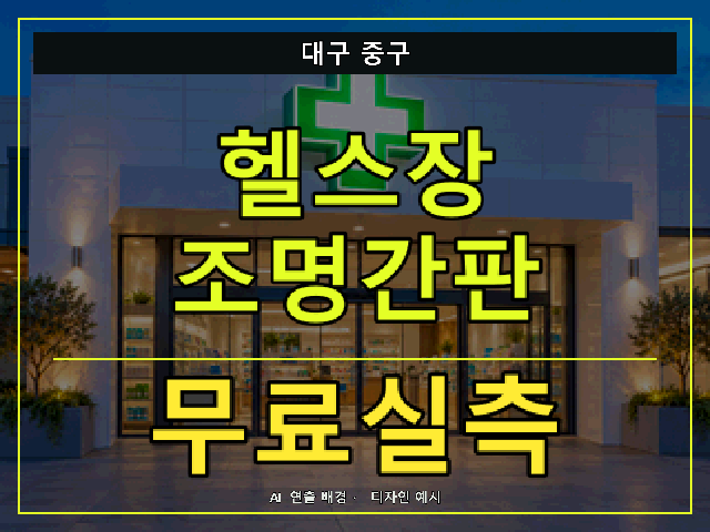 대구 중구 헬스장 조명간판 무료실측 안내 썸네일 · AI 연출 배경
