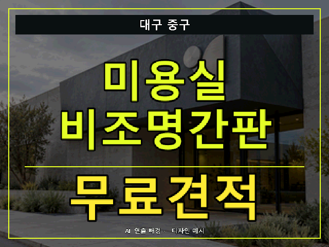 대구 중구 미용실 비조명간판 무료견적 안내 썸네일 · AI 연출 배경