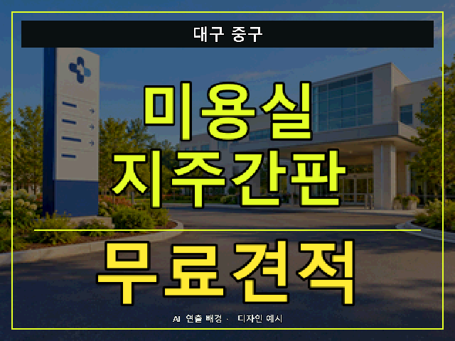 대구 중구 미용실 지주간판 무료견적 안내 썸네일 · AI 연출 배경