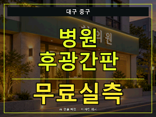 대구 중구 병원 후광간판 무료실측 안내 썸네일 · AI 연출 배경