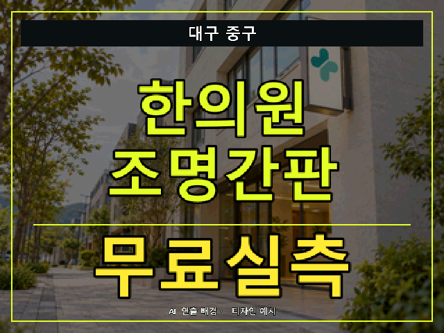 대구 중구 한의원 조명간판 무료실측 안내 썸네일 · AI 연출 배경