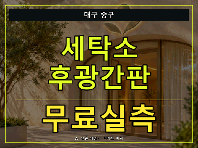 대구 중구 세탁소 후광간판 무료실측 안내 썸네일 · AI 연출 배경