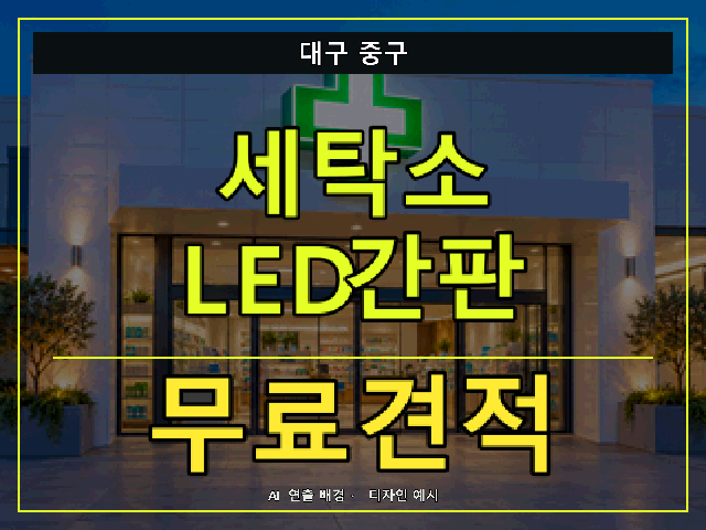 대구 중구 세탁소 LED간판 무료견적 안내 썸네일 · AI 연출 배경