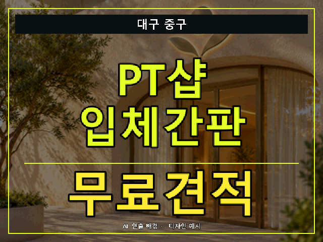 대구 중구 PT샵 입체간판 무료견적 안내 썸네일 · AI 연출 배경