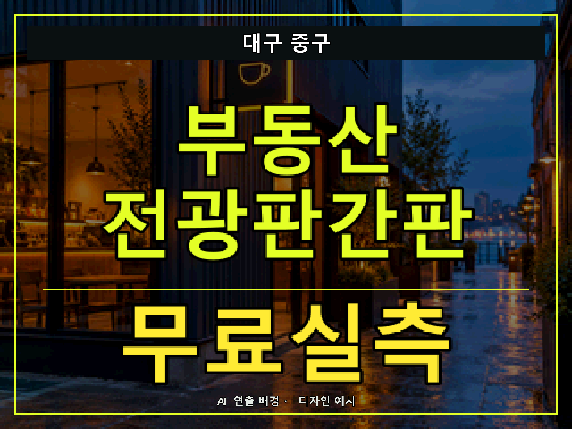 대구 중구 부동산 전광판간판 무료실측 안내 썸네일 · AI 연출 배경